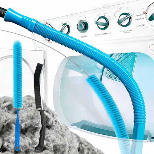 Dryer Vent Cleaner Kit,Lint Trap Cleaning Tool with Vacuum Hose Attachment for Washer Dryer-Includes Dryer Lint Brush,Vent Cleaning Hose,and Air Compressor Tools for Front Loader and Ventless Dryers