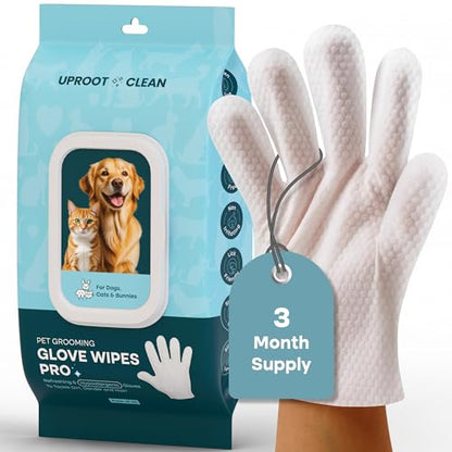 Uproot QuickClean Gloves Pro: Extra-Thick Pet Glove Wipes for Dogs & Cats - Easy Wipe Paws, Eyes, Ears, Butt, & Body - Lick-Safe for Cats & Dogs - Cleaning, Deodorizing & Grooming (20 Pack) - size: 20 Pack