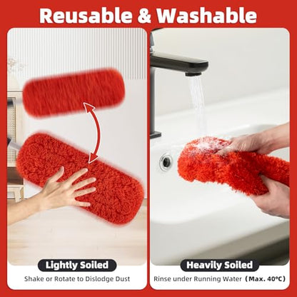 Reusable Microfiber Duster Refills Compatible with MR.SIGA & OXO Dusters – Washable Duster Replacement Heads for Scratch-Free Dust and Hair Cleaning (Included Microfiber Cleaning Cloth & Laundry Bag)
