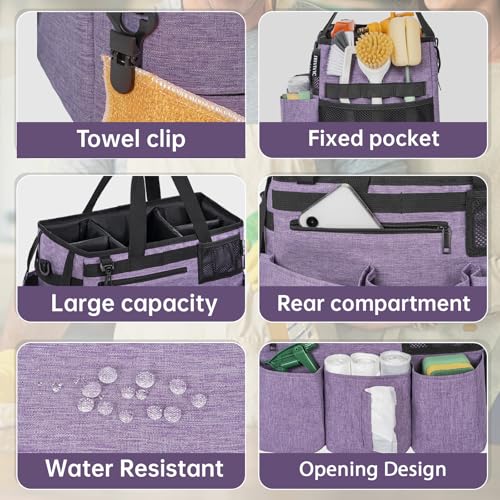 IBVIVIC Wearable Cleaning Caddy Bag for Cleaning Supplies,Large Capacity Cleaning Organizer Purple