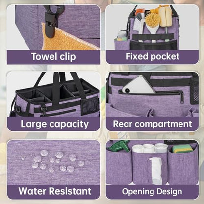 IBVIVIC Wearable Cleaning Caddy Bag for Cleaning Supplies,Large Capacity Cleaning Organizer Purple