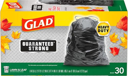 Glad Large 30 Gallon Trash Bags, Unscented Heavy Duty Garbage Bags, Forceflex with Drawstring, 30 Count (Packaging May Vary) - size: 30 Count (Pack of 1)