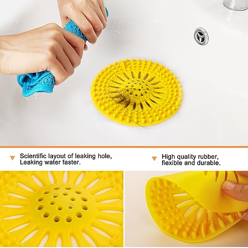 Drain Hair Catcher Durable Silicone Hair Stopper Shower Drain Covers with Iron Easy to Install and Clean Shower Drain Hair Trap Suit for Bathroom Bathtub Tub and Kitchen 5 Pack - color: With Iron