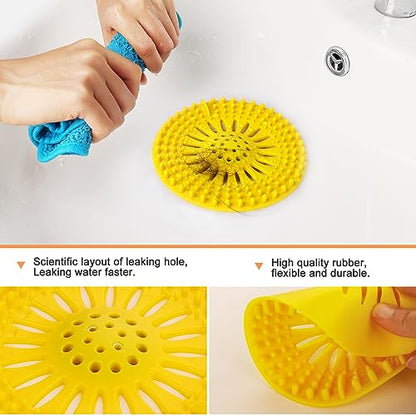 Drain Hair Catcher Durable Silicone Hair Stopper Shower Drain Covers with Iron Easy to Install and Clean Shower Drain Hair Trap Suit for Bathroom Bathtub Tub and Kitchen 5 Pack - color: With Iron