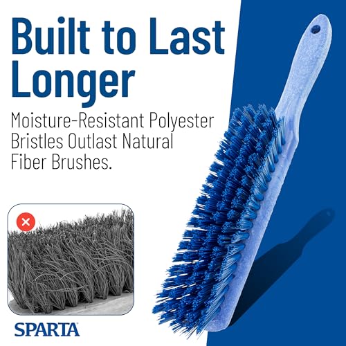 SPARTA 8 Inch Soft Counter Brush with Polyester Bristles and 5 Inch Handle, Color Coded Handheld Broom for Tables Countertops and Foodservice Surfaces, 13 Inch Overall Length, Blue, Pack of 6 - color: Blue