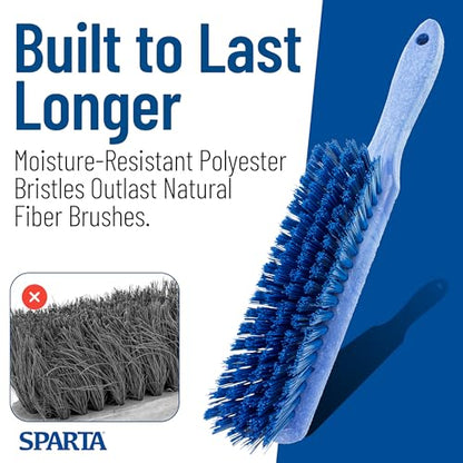 SPARTA 8 Inch Soft Counter Brush with Polyester Bristles and 5 Inch Handle, Color Coded Handheld Broom for Tables Countertops and Foodservice Surfaces, 13 Inch Overall Length, Blue, Pack of 6 - color: Blue