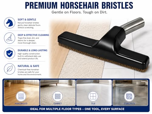 Merchandise Mecca 2 Pack Premium Hardwood Floor Brush Vacuum Attachment – Black Metal Neck, Soft Bristles, Universal 1-1/4 Inch (32mm) Fit, 10” Wide (Black) - color: Black