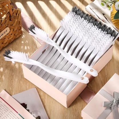 Yinkin 12 Pcs Kitchen Scrub Brush Bulk Sink Bathroom Edge Corner Cleaning Brush Right Angle Mini for Grout Household Dishwasher Tile Lines Window Track Deep Cleaning with Stiff Bristles