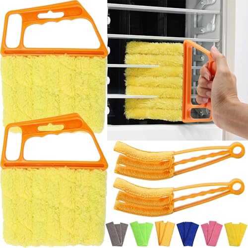 Window Blind Cleaner Duster Set, Washable Dusting Cleaner Air Vent Cleaning Brush Tools (Orange) - color: Orange