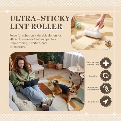Sliner 2 Pack Reusable Lint Roller for Pet Hair New Silicone Washable Sticky Roller Portable Lint Remover Extra Sticky Cleaner Cat Dog Hair Remover for Pet Clothes Sofa (White) - color: White