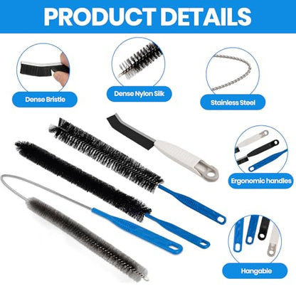 Dryer Lint Trap Cleaning Brush Set, Dryer Vent Cleaner Kit with Refrigerator Condenser Coil Brush, 2 Gap Brushes and 2 Pliers for Home