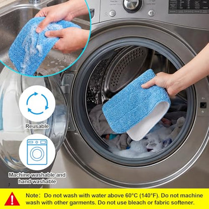 Reusable Microfiber Mop Pads, 6 Pack 18''x 6'' Mop Head Replacement, Wet/Dry Home & Commercial Cleaning Scrubbing Floor Pad - Blue - color: Blue - 6 Pack
