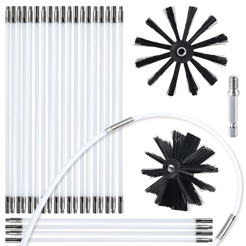 HOKLNUSE Dryer Vent Cleaner Kit Chimney Sweep Cleaning Tools Pellet Stove Cleaner Kit Air Dryer Duct Fireplace Brushes for Easy Lint Cleaning with 4" and 6" Brush Heads (Medium Duty, 30Feet) - color: Medium Duty, size: 30Feet