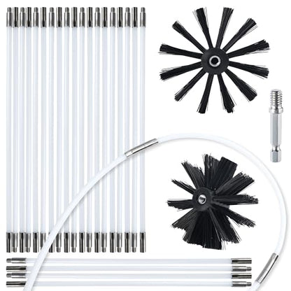 HOKLNUSE Dryer Vent Cleaner Kit Chimney Sweep Cleaning Tools Pellet Stove Cleaner Kit Air Dryer Duct Fireplace Brushes for Easy Lint Cleaning with 4" and 6" Brush Heads (Medium Duty, 30Feet) - color: Medium Duty, size: 30Feet