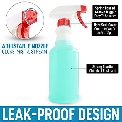 Zulay Home 16 oz Spray Bottle - Heavy Duty Cleaning Spray Bottles For Cleaning Solutions - Leakproof Cleaning Spray Bottle Set with Adjustable Nozzle & Spring Loaded Trigger (2 Pack) - size: 2 Pack - 16oz
