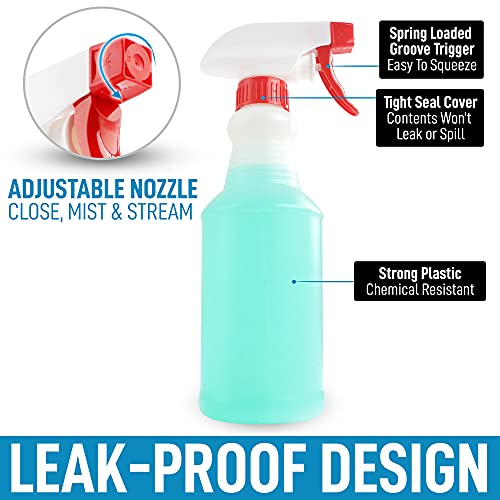 Zulay Home 16 oz Spray Bottle - Heavy Duty Cleaning Spray Bottles For Cleaning Solutions - Leakproof Cleaning Spray Bottle Set with Adjustable Nozzle & Spring Loaded Trigger (4 Pack) - size: 4 Pack - 16oz