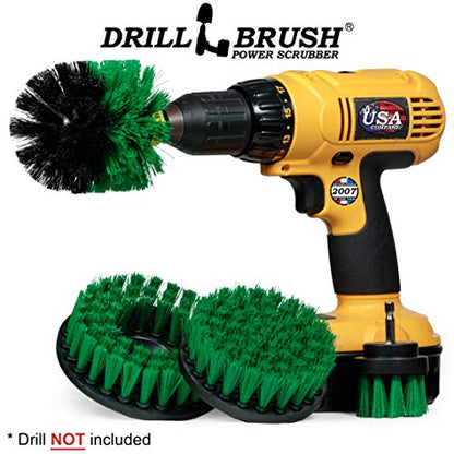 Drillbrush 4 Piece Bundle - Add a 5-inch Flat hex Shaft Brush to Our 3 Piece Drill Brush Kitchen Scrubbing Kit
