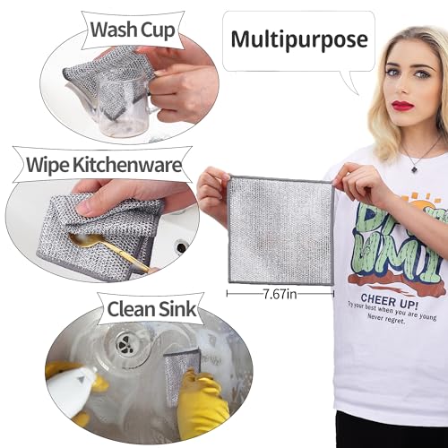Nanaborn Wire Dishwashing Rags for Wet 12pcs Multipurpose Non-Scratch Kitchen Mesh Dishcloth