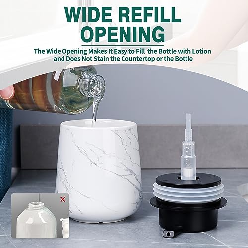 Bosilunlife Hand Soap Dispenser - Marble Lotion Dispenser 12Oz Ceramic Soap Dispenser Bathroom Refillable Liquid Pump Dispenser for Bathroom Kitchen Dispenser for Dish Soap with Easy-to-Press Pump - color: Marble
