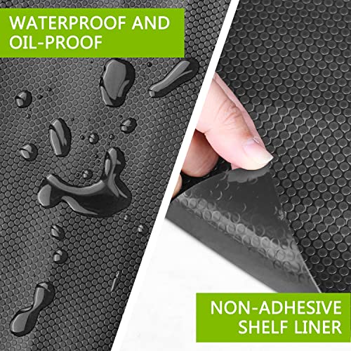 HooTown Shelf Liner Kitchen Cabinet Drawer Mats 11.8 Inch Wide x 13 Feet Long, Non Adhesive EVA Rubber Washable Waterproof Pantry Closet, Cupboard, Drawer Organizer Mat, Black - color: Dots Pattern Black, size: 11.8"W x 157.5"L
