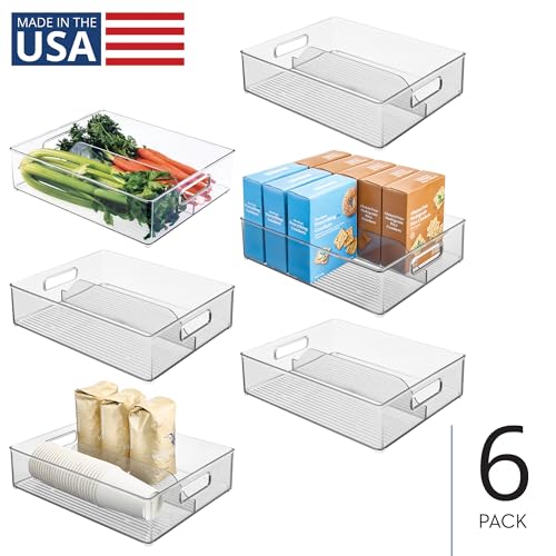 iDesign Divided Pantry Bin with Handles, Set of 6, Clear | For Pantry, For Refrigerator, For Freezer - style: Pack of 6