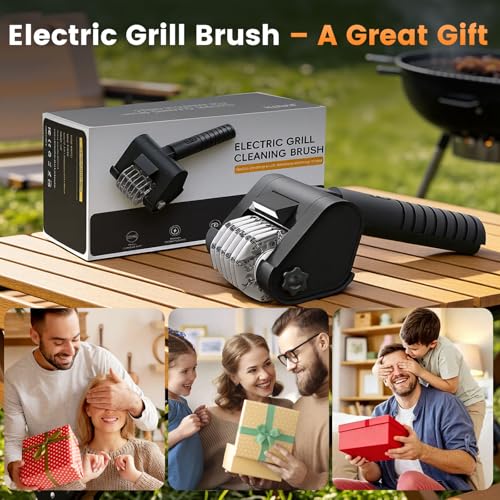Electric Grill Brush, Electric Grill Cleaner Brush for Outdoor Grill, Cordless Rechargeable BBQ Grill Cleaning Brush, 450 RPM Power Barbecue Grill Brush, Motorized Grill Brush with Built-in LED Light