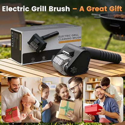 Electric Grill Brush, Electric Grill Cleaner Brush for Outdoor Grill, Cordless Rechargeable BBQ Grill Cleaning Brush, 450 RPM Power Barbecue Grill Brush, Motorized Grill Brush with Built-in LED Light