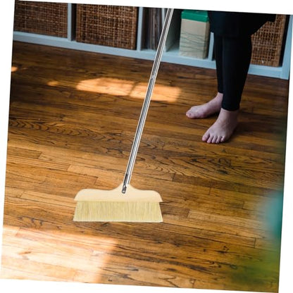 Bristle Broom Long Handle for Home Cleaning Soft Bristles for Floor and Carpet Dust Sweeper for Kitchen Living Room and Bathroom Use