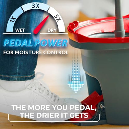 O-Cedar Easywring Microfiber Spin Mop & Bucket Floor Cleaning System with 4 Extra Refills - style: Spin Mop Bucket with 4 Extra Refills