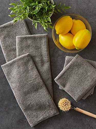 DII Cleaning Collection Soft Highly Absorbent Microfiber, Dishtowel Set, 16x24, Gray, 6 Piece - color: Gray, size: Dishtowel Set, 16x24"
