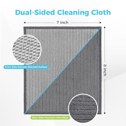 AIDEA Non Scratch Wire Dishcloth 24PK, Upgraded Wire Dishwashing Rag for Kitchen, Dual Sided, Dish Cloths for Washing Dishes, Cleaning Pads Steel Scrubber for Cookware, Sinks, Stove Tops, 7"×8" Grey - color: Grey