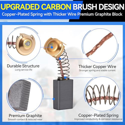 70PCS Electric Motor Carbon Brushes Set, 11 Assorted Sizes, Thicker Copper Wire, Premium Graphite Replacement for Power Tools, Drills, Grinders, Vacuum Motors Repair Kit
