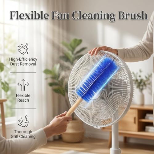 Upgrade Fan Cleaning Brush, Bendable Microfiber Duster Head, Reusable Dust Remover, Washable ldeal for Electric Fans Air Conditioning, Home Car Vents, Curtain (Blue+Grey#2) - color: Blue+grey#2