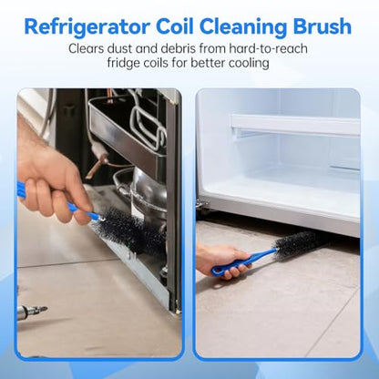 3 PCS Refrigerator Coil Cleaning Brush, Flexible Cleaner Brush Set for Refrigerator Coil, Multi-Use Lint and Dust Remover, with Crevice, Long and Detailing Brushes, Cleaning Tool Set