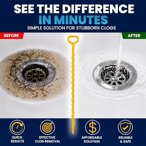 Drain Clog Remover, Drain Snake Hair Tool 1.68 Ft Flexible Sink Cleaner for Shower, Kitchen Pipe Unclogger, Plumbing Snake Hair Clog Remover Tool (Pack of 10) - style: 10 Pack