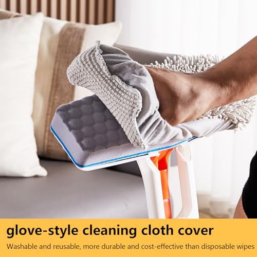 Magic Sponge Eraser Mop, 56" Adjustable Mop Handle with Flexible 10" Flat Head with Microfiber Pad and Magic Sponge Eraser Pads - color: Mop Set, size: 56"x10"