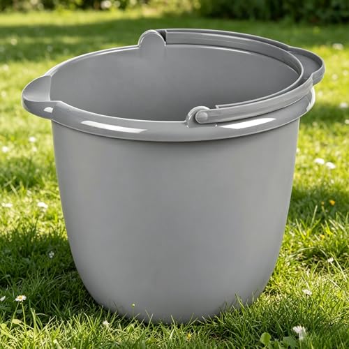 10 Qt. Spout Pail Classic Titanium,Gray Plastic Bucket with Pour Spout and Handle for Cleaning, Mopping, Gardening