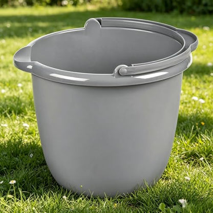 10 Qt. Spout Pail Classic Titanium,Gray Plastic Bucket with Pour Spout and Handle for Cleaning, Mopping, Gardening