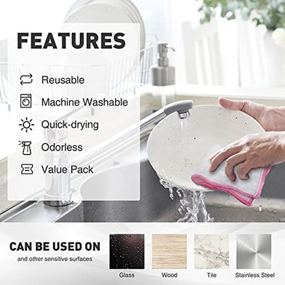 OnBrand Naturally Wood Fiber Cleaning Cloth, 10 Pack (12" x 10.7" Each) | Reusable Kitchen Washcloths, 8 Layers High-Density Super Absorbing Dish Cloths for Washing Dishes, Dish Towels, Long-Lasting - size: 10 PACK