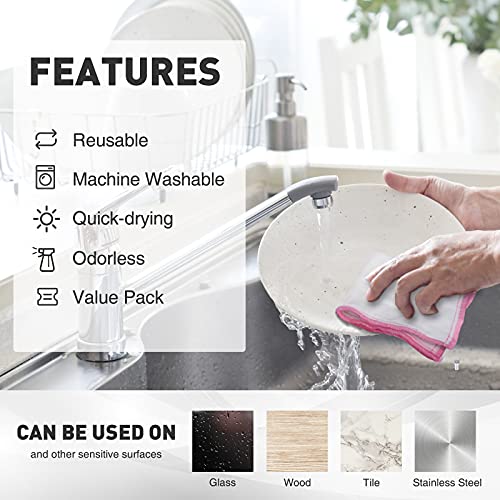 OnBrand Naturally Wood Fiber Cleaning Cloth, 16 Pcs Kitchen Cleaning Cloths | Microfiber Cleaning Cloths, Super Absorbing Dish Cloths for Washing Dishes, Reusable General Kitchen Towel, Washable Dish Rag - size: 16 PACK