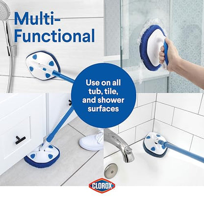 Clorox Extendable Tub & Tile Scrubber Refill, Diamond-Shaped Head Replacement Scrubber Pad, Blue