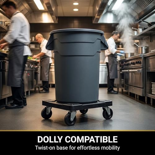 Kleen Commercial Brute Heavy-Duty Round Trash Can, 32-Gallon, Gray, Utility Garbage Container, Landscapers/Construction Sites/Restaurants/Offices/Warehouses Made in USA - size: 32 Gallon