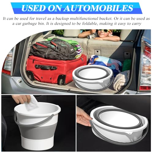 Collapsible Bucket 1.3 Gallon/5L Small Plastic Household Cleaning Mop Buckets Foldable Water Bucket for Car Wash Fishing Camping Beach (White) - color: White
