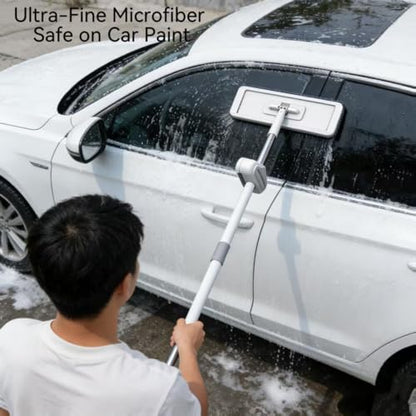 360 Hands-Free Self Wringing Floor Cleaning Mop, Flat Mop - Microfiber with 6 x Washable Pads, Hand Washing Free for Hardwood and Window, White