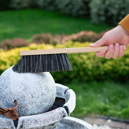 14.2" Hand Broom Soft Bristles Cleaning Brush, Dusting Brush with Wooden Handle, Clothes Brush, Handheld Car Broom, Long Counter Dust Brush, Bench Brush - size: 14.2"