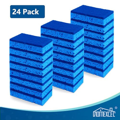 HOMEXCEL Sponges Kitchen 24pcs, Non-Scratch Scrub Dish Sponge Safe on Non-Stick Cookware, Dual Sided Cleaning Sponges for Kitchen, Household, Bathroom and More - color: Blue-rectangle