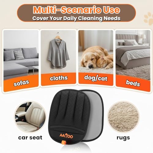 2PCS Pet Hair Removal Gloves for Cats & Dogs – Upgraded Large Five-Finger Electrostatic Grooming Glove, Washable Reusable Magic Brush Pet Hair Remover for Clothes, Sofa, Carpet & Car Seat - color: 2pcs black