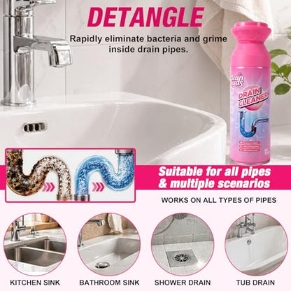 Yugou Foaming Sink Drain Cleaner & Deodorizer, Drain Clog Remover (1pcs) | Yugou Foaming Drain Cleaner, Sink Cleaner and Deodorizer, Drain Clog Remover for Kitchen Sinks, Shower Drains, Tubs - size: 1pcs