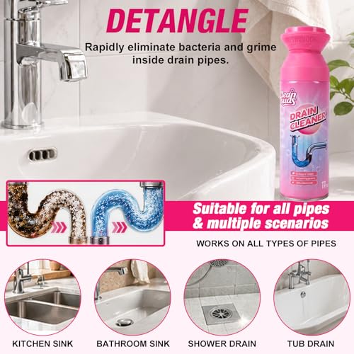 Yugou Foaming Sink Drain Cleaner & Deodorizer, Drain Clog Remover (2pcs) | Yugou Foaming Drain Cleaner, Sink Cleaner and Deodorizer, Drain Clog Remover for Kitchen Sinks, Shower Drains, Tubs - size: 2pcs