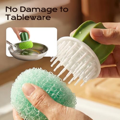 Comfort Grip Soap Dispensing Kitchen Scrub,Soap Dispensing Dish Brush,Replaceable Cleaning Brush,Dispenser has Non Slip Handle for Cleaning Dishes, Pots, Pans,Sinks (A) - color: A